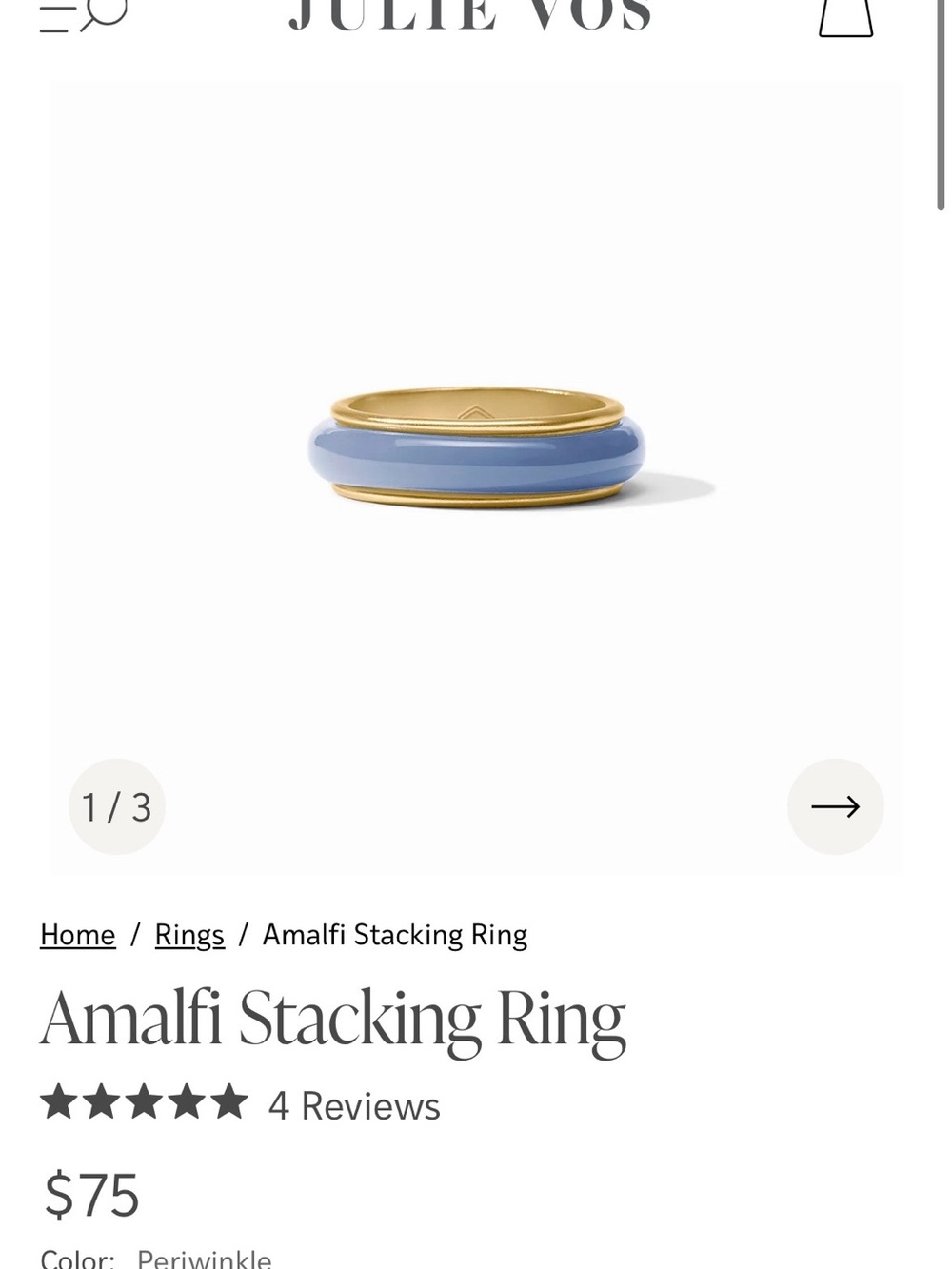 Julie Vos Periwinkle Amalfi Stacking Ring